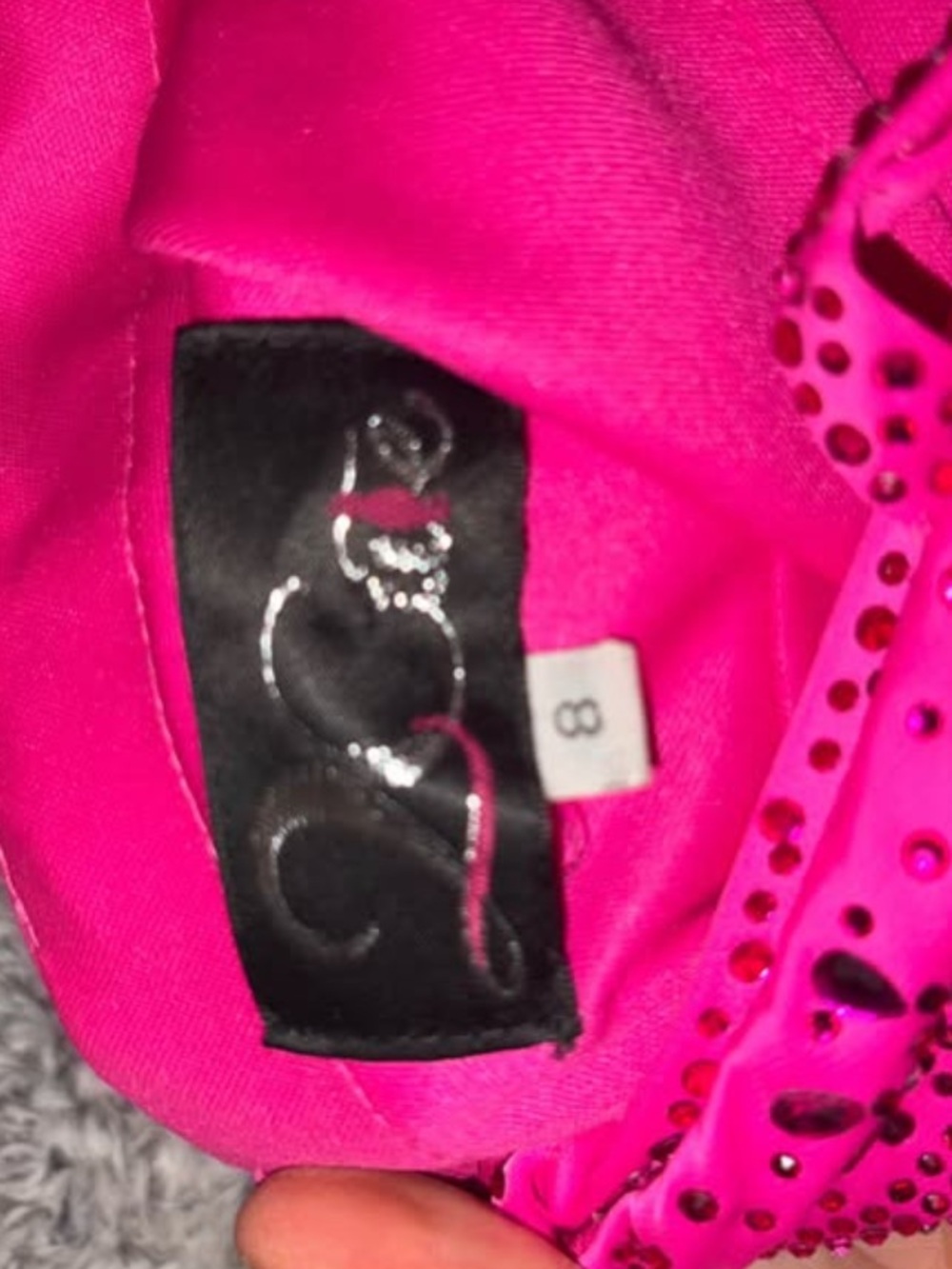 2 Cute One-Shoulder Hot Pink Prom Gown with Sparkle - Picture 3 of 3